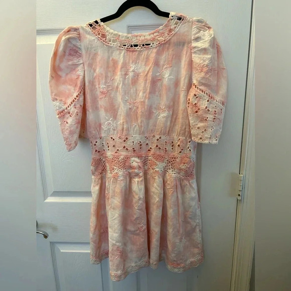 Loveshackfancy Divine Hand dyed Crochet Dress Pink Party size 8 - Picture 4 of 6